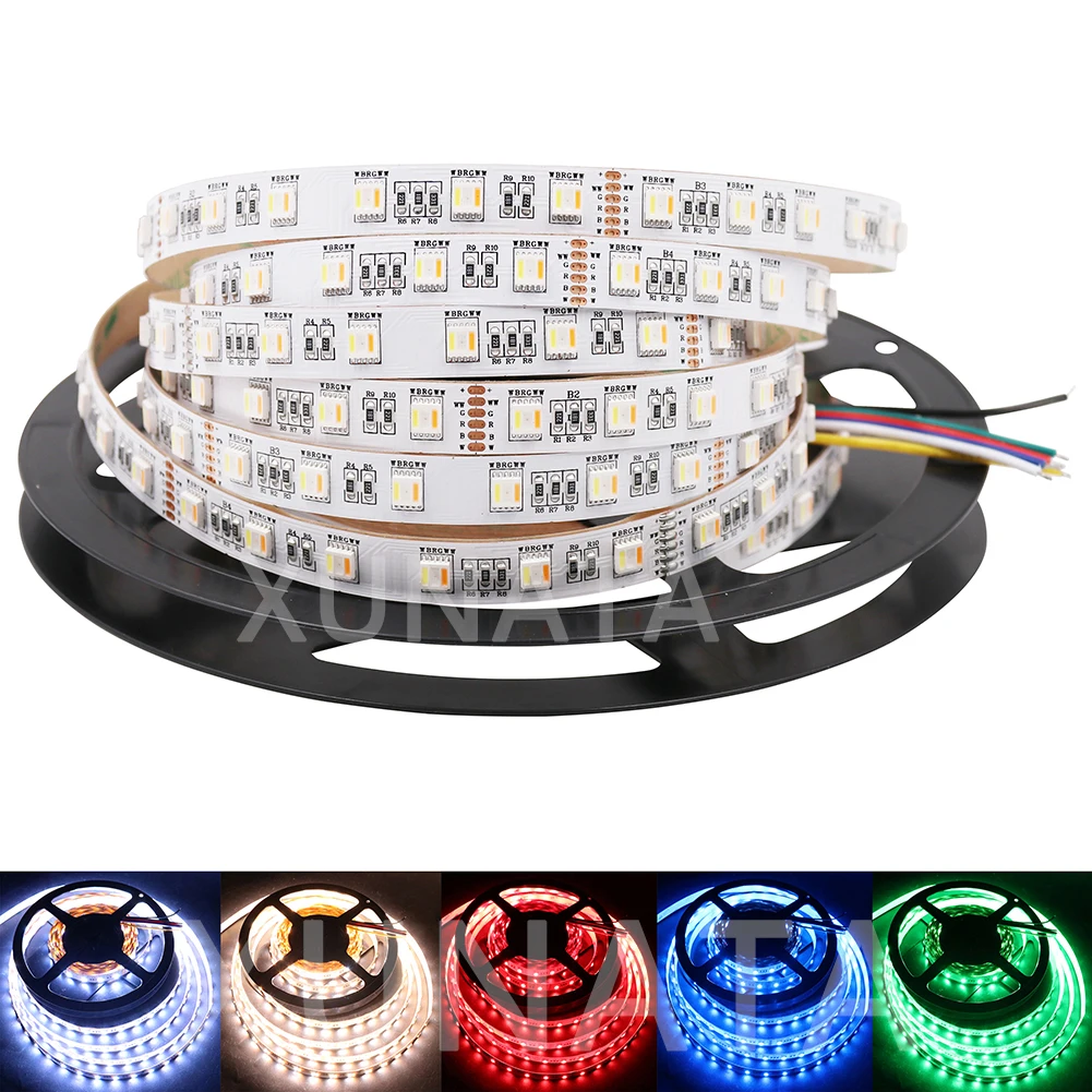 buy 5M RGB+CCT LED Strip 5 in 1 chip 5050 30 60 96Leds m DC 12V 24V CW+RGB+WW RGBW RGBWW flexible Led Tape Rope Light