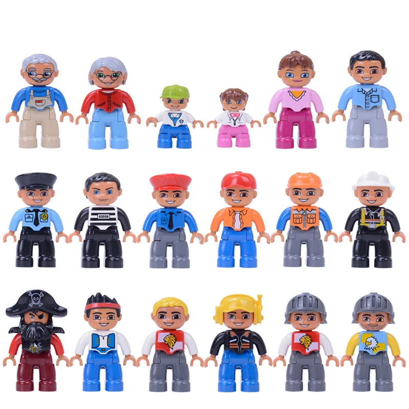 

6pcs/set Big Size Family series Building Blocks Character Compatible With Legoingly Duplo Figures Toys For Baby Kids Children