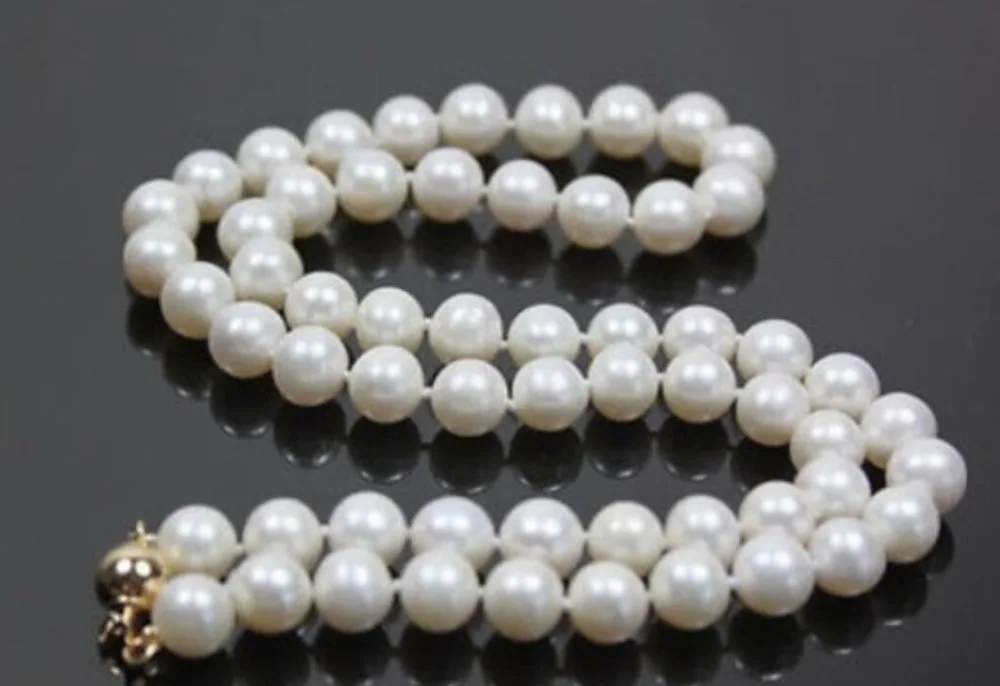

Beautiful 9-10mm natural AAA White south sea Pearl Necklace 18"