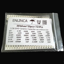 36ValuesX20pcs = 720 шт. 1pF-10uF электронный комплект конденсаторов 1206 0805 0603 SMD Керамика набор различных конденсаторов