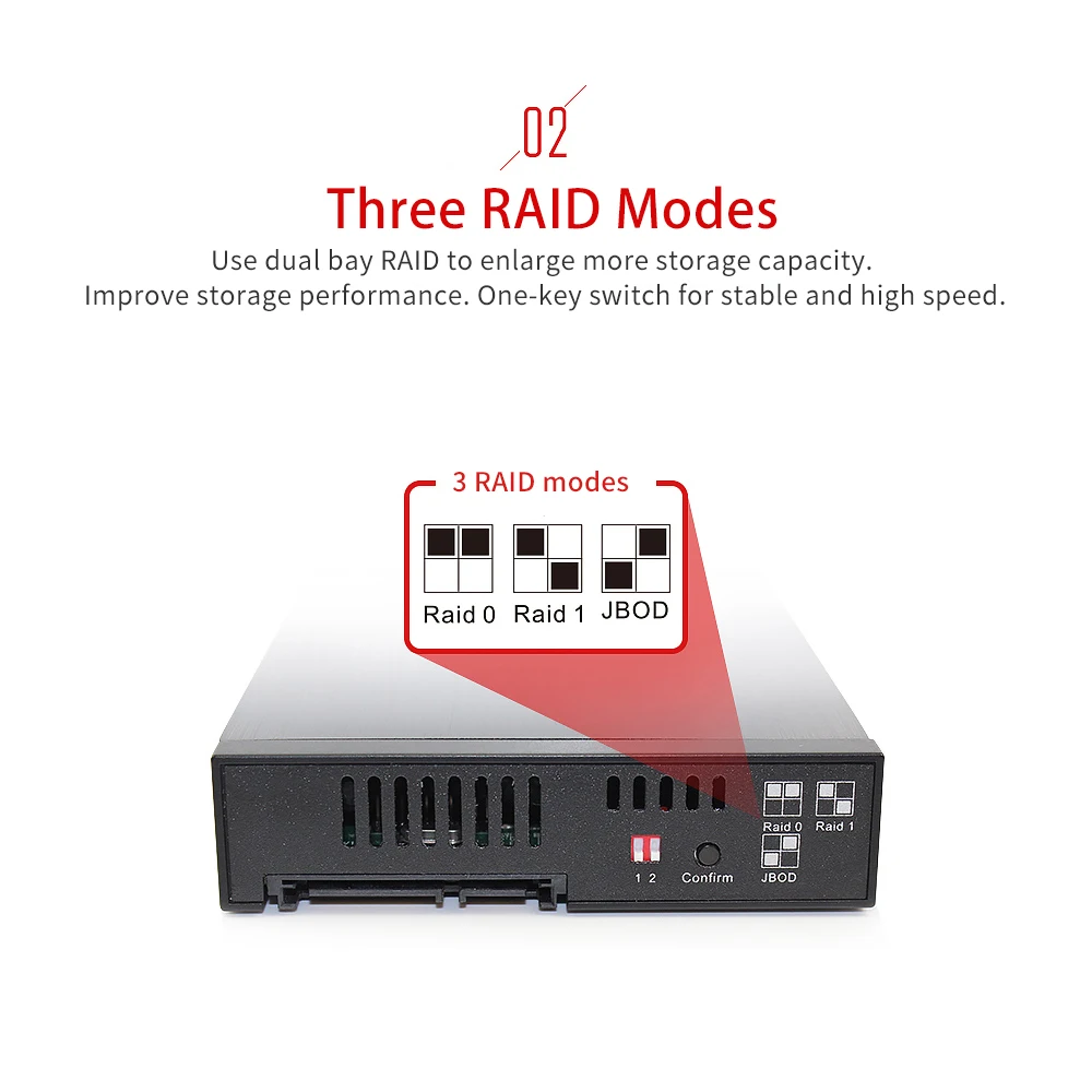  OImaster Dual Bay Floppy Drive modos RAID 25 pulgadas SATA HDD de aleación de aluminio poner 2 SATA