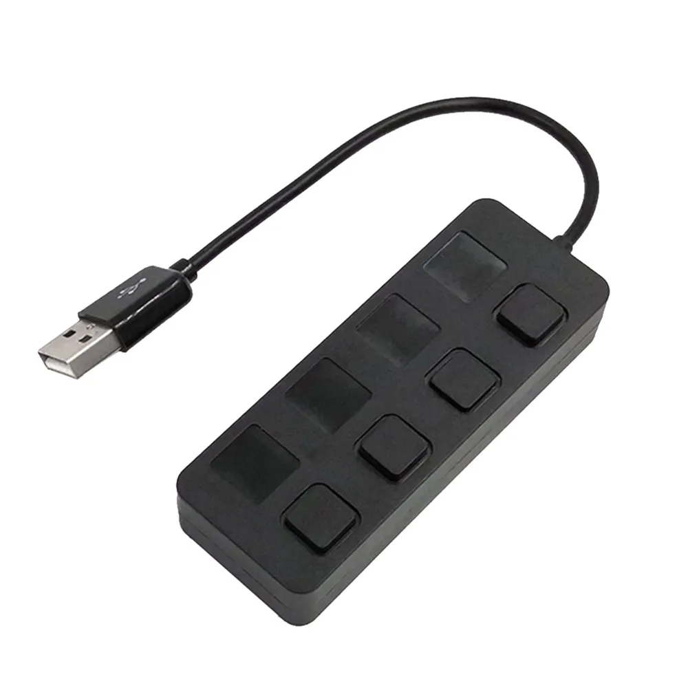 Computer Peripherals USB Hub 4Port USB 2.0 with ON/OFF LED Switch Compact Usb Muti Hub Adapter Expansion Splitter #35