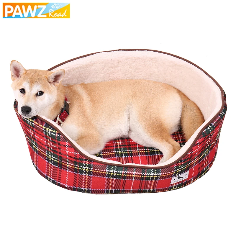 

Dog Bed Super Soft Warm Winter Fashion Plaid Pattern Non-slip Bottom Kennel Cat Nest With Removable Cushion Pet Sleeping House