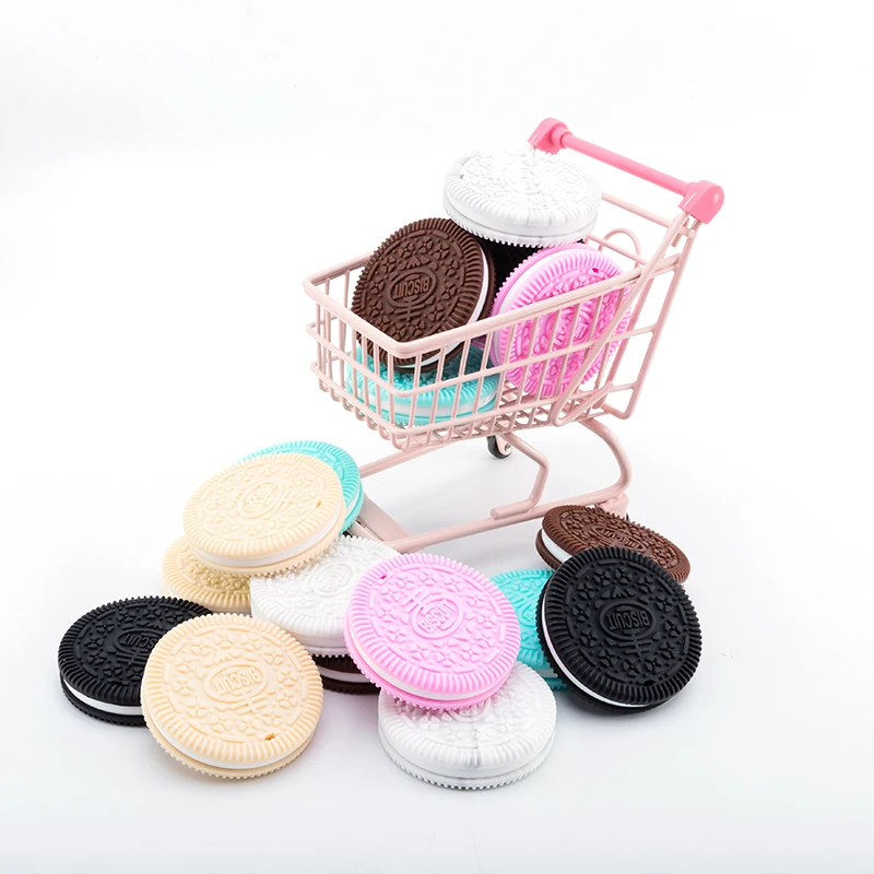 

Silicone Teethers 1pc Biscuit BPA Free Pacifier Clip Making Teether Baby Teether DIY Oreo Cookie Baby Pacifier Dummy Chewing Toy