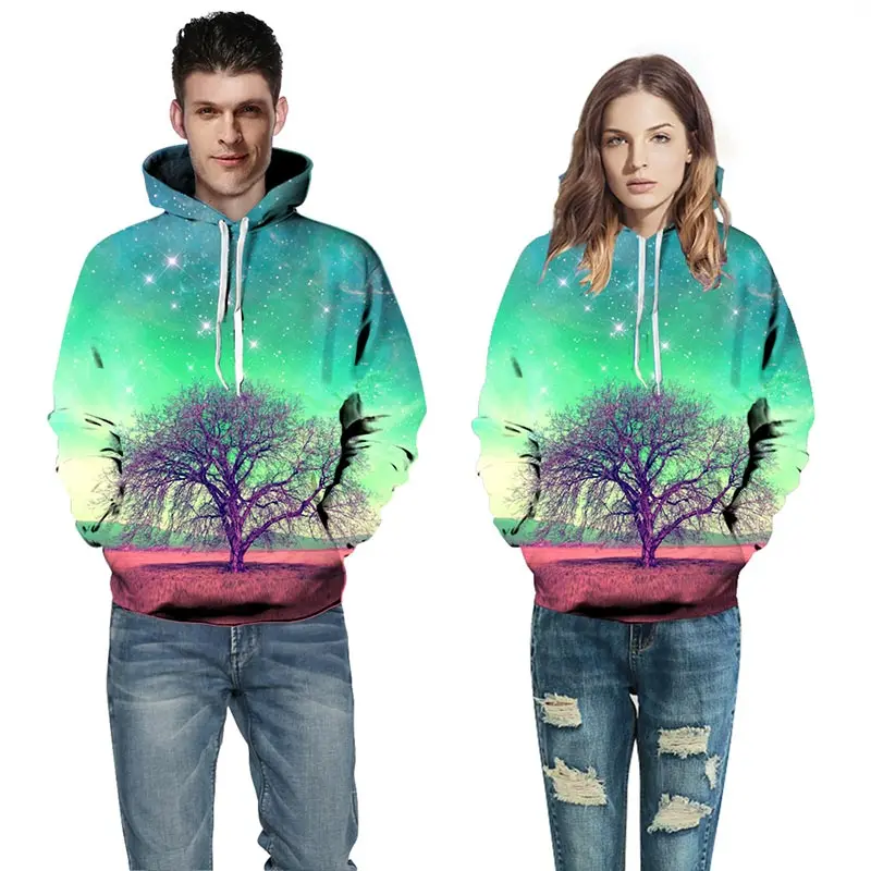 Headbook Galaxy Hooded Hoodies Men/Women 3d Sweatshirt Brand Clothing 3d Print Nightfall Trees Thin Cap Hoody YXQL775