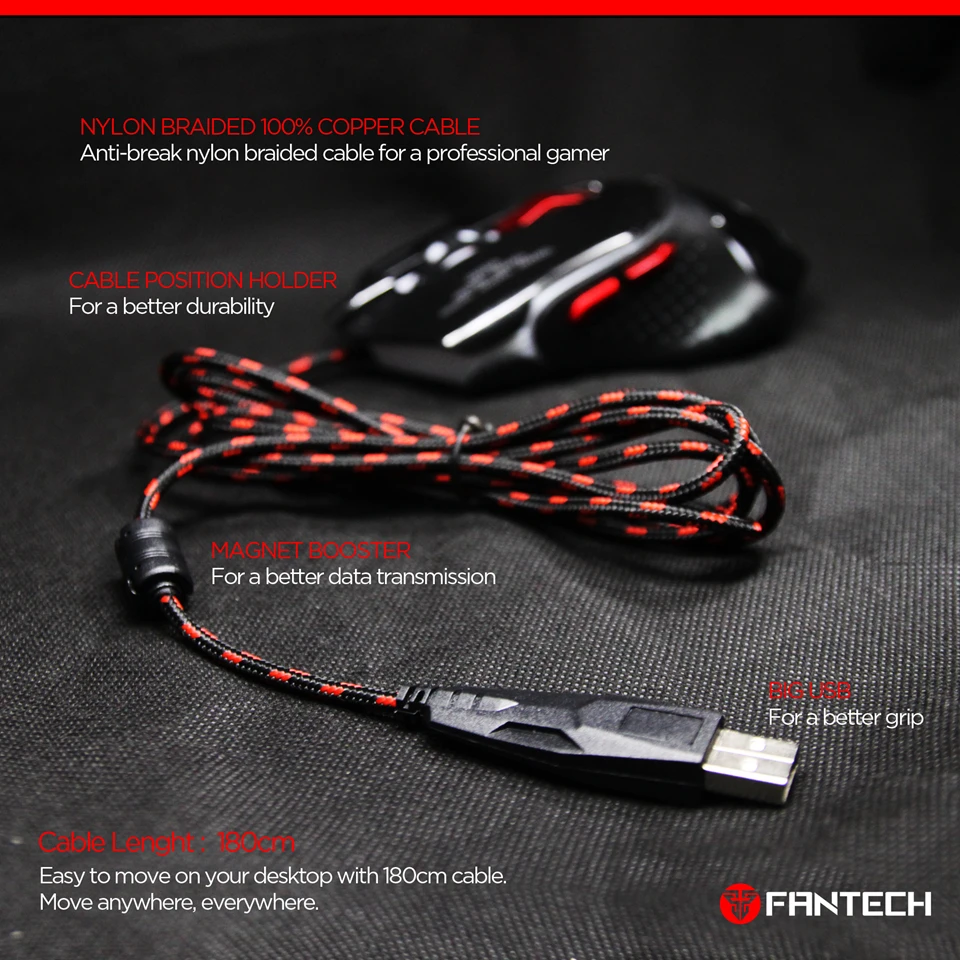 Оригинальная проводная мышь игровая USB оптическая игровая мышь кабель 6 кнопок для ПК ноутбука Pro Gamer FANTECH V1