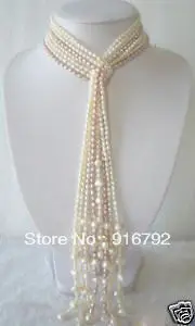 free shipping &gt&gt&gt&gt&gt 4Rows Silk-stockage Genuine Cultured Pearl Necklace 47&quot | Украшения и аксессуары
