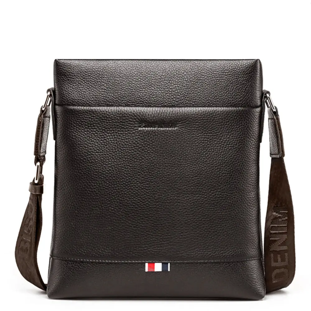 BISON DENIM, модная брендовая мужская сумка, натуральная кожа, деловая, повседневная, на одно плечо, через плечо, мужские сумки-мессенджеры - Цвет: Коричневый
