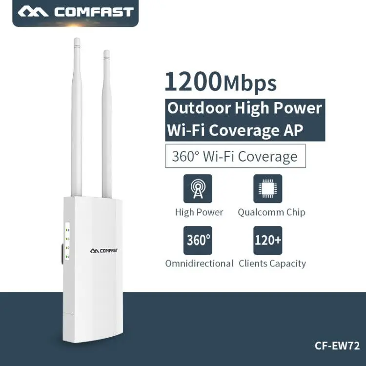 

Comfast Dual Band 5Ghz High Power Outdoor AP 1200Mbps CF-EW72 360 degree omnidirectional Coverage Access Point Wifi Base Station