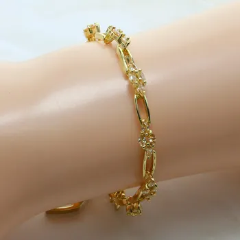 

Fashion Yellow Gold Plating Inlaid With Champagne Gold Crystal Popular Women Wedding Bracelet - V8A