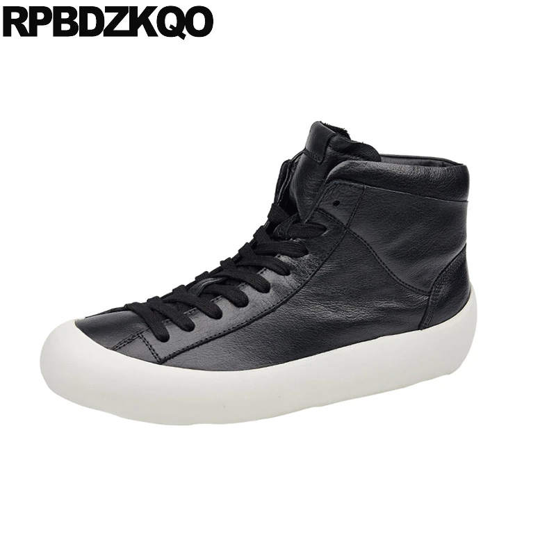 

black men trainer booties real leather high sole sneakers fur full grain boots top thick soled genuine italian winter shoes