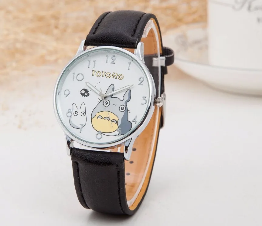 Милые часы с рисунком Тоторо, женские модные кварцевые часы с ремешком из искусственной кожи, роскошные Брендовые женские наручные часы, часы