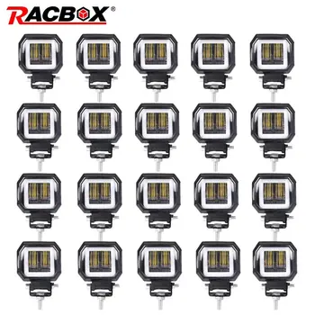 

RACBOX 3 inch 12V 24V Waterproof Square Round Led Angel Eyes Work Light Bar Offroad Car Boat Driving Fog Lamp Motorcycle Truck