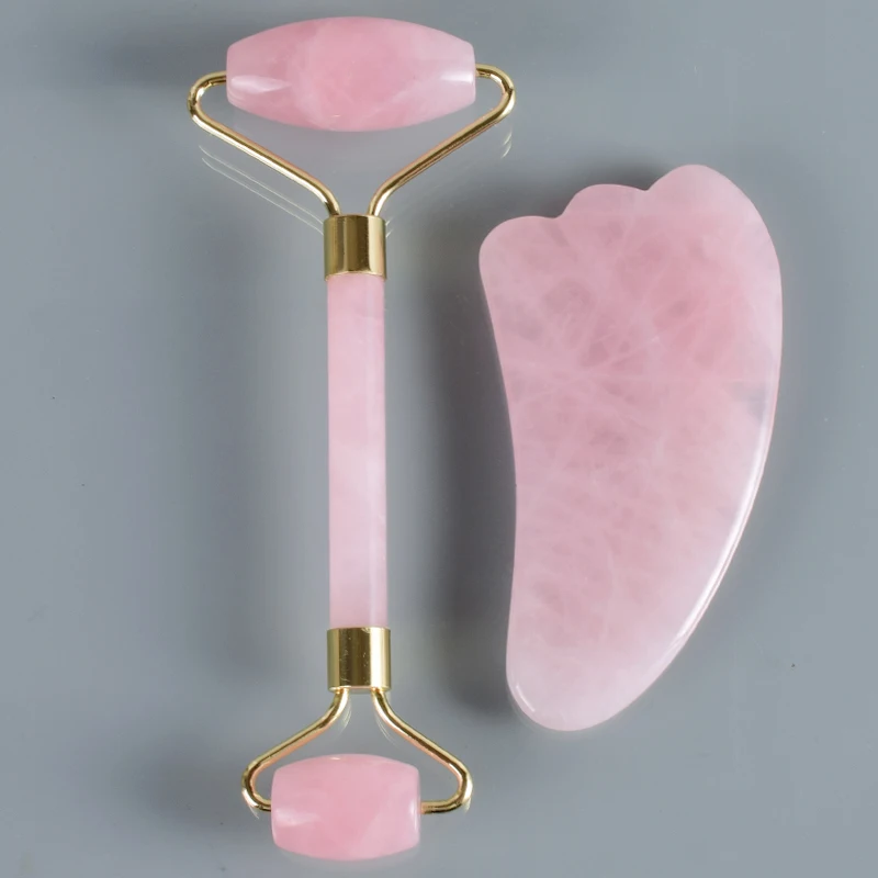 Jade Roller Double Head Gua Sha Tool Set Natural Rose Quartz Facial Massage Roller Slimming Anti Wrinkle Cellulite Stone Tool Jade Roller Double Head Gua Sha Tool Set Natural Rose Quartz Facial Massage Roller Slimming Anti Wrinkle Cellulite Stone Tool