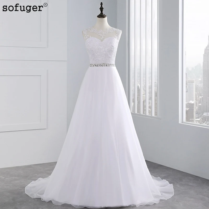 Long Cheap  A Line Lace Beach  Wedding  Dress  2019 White 