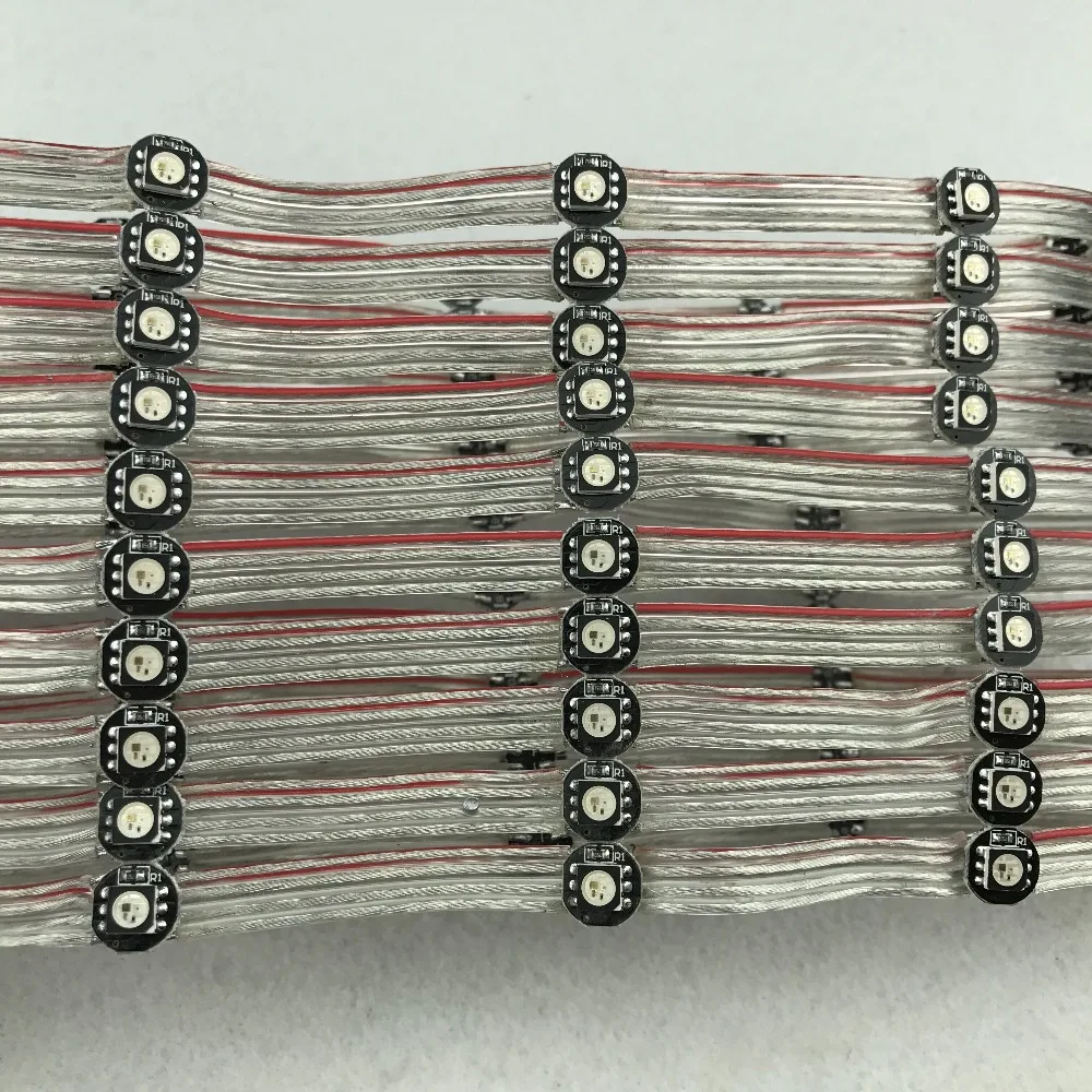 

100pcs/string DC5V WS2813-RGB full color addressable LED pixel light with heatsink;5cm wire spacing;with all clear wire