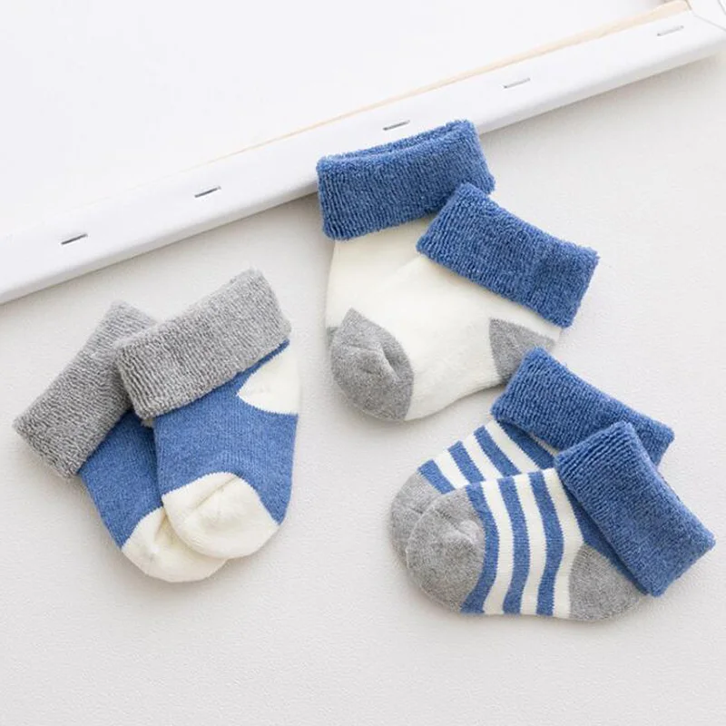 

3Pair/lot cotton thick baby socks children 0-3 years old baby foot sock