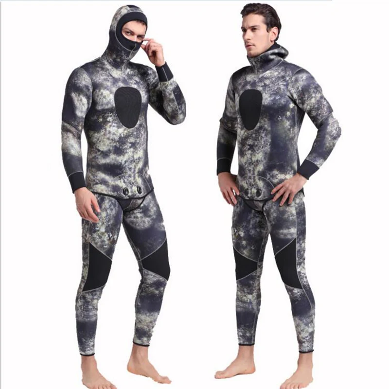Neoprene 3MM Camo wetsuit Two Piece Dive Athletic Diving full black
