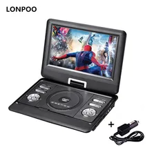 Портативный DVD-плеер LONPOO 10,1 дюймов поворотный DVD-плеер DIVX USB Портативный ТВ Портативный DVD-плеер ТВ автомобильное зарядное устройство RCA с бат...