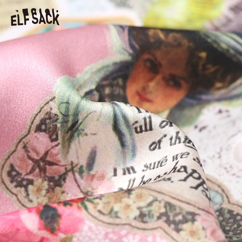  ELFSACK Floral Women Shirt Vintage Turn-down Collar Print Female Blouses 2019 Summer Fashion Street