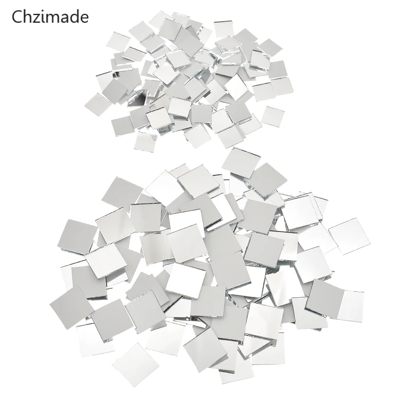 

Chzimade 100 Pieces Small Square Glass Mirror Mosaic Tiles Bulk For DIY Craft Supplies Home Decoration Materials