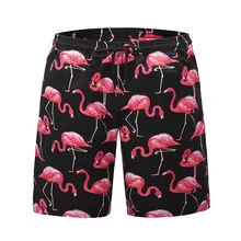 Шорты для плавания с принтом фламинго для мужчин, одежда для плавания, пляжные шорты, Быстросохнущий купальный костюм, шорты для серфинга, мужские плавки, шорты для бега
