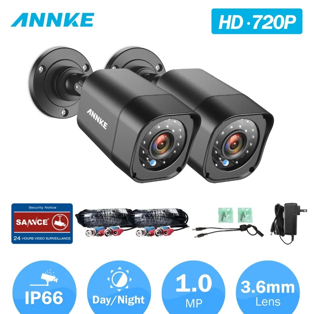 ANNKE 2pieces HD 720P Analog Camera Weatherproof PAL NTSC Indoor Outdoor IP66 3 6mm Bullet Camera