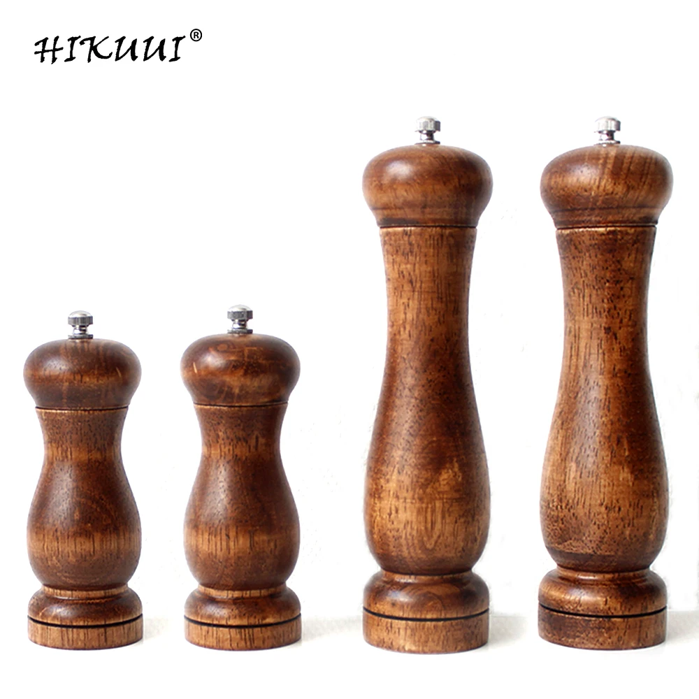 

5" 8" Oak Pepper Grinder Salt Solid Wooden Oak Pepper Salt Mills Handheld With Adjustable Ceramic Core Manual Kitchen Tools