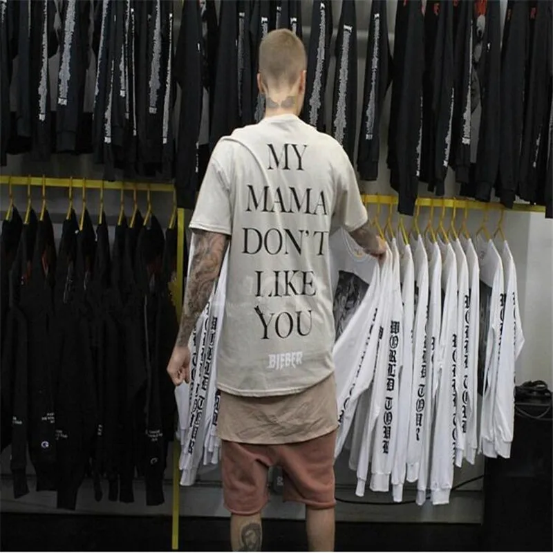 WZZAE Men T shirt Justin Bieber Purpose Tour Hip Hop Short Sleeve T-shirt Homme My Mama Dont Like You Letter Printed Tops Tee