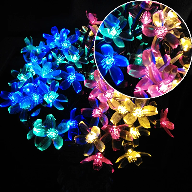 Flores de Cereja Luzes da Corda do Feriado à Prova Yiyang Jardim Novidade Solar Dwaterproof Água Festival Festa Decoração Lâmpadas Iluminação Cereza Led 7 cereja luzes da corda do feriado à