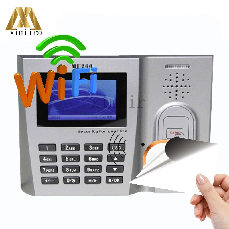 ZK MU260 13 56 МГц MF карта биометрическая посещаемость времени Запись IC Время Часы