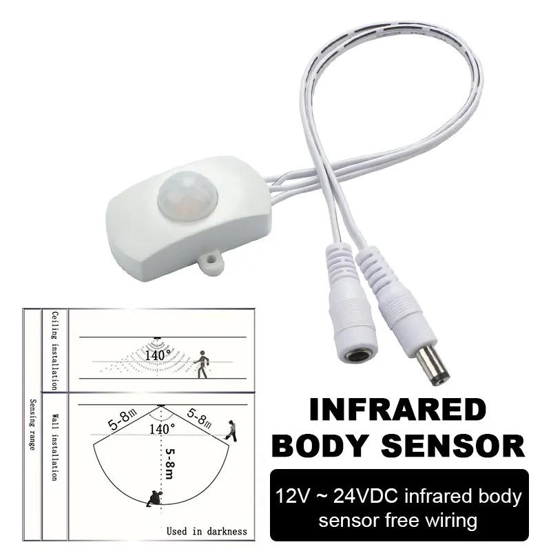

Infrared Detector Auto PIR Motion Home Surveillance Smart LED Light Strip Sensor Wiring Free Motion Detectors PIR Sonsor
