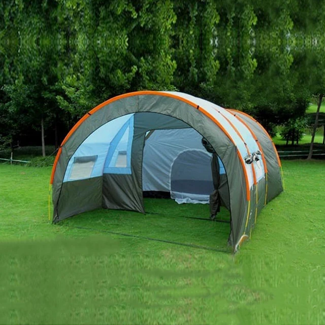 Cheap 1x 480*310*210cm big doule layer tunnel tent 5-10 person outdoor camping family party hiking hunting fishing tourist tent house