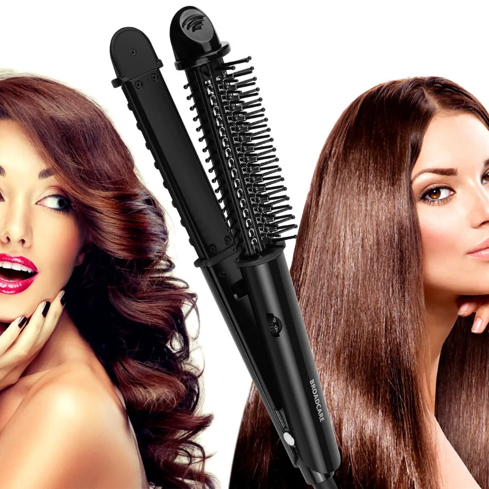 BROADCARE 38 3 in 1 electric Fast Warm up hair straightener brush hair curler curling iron