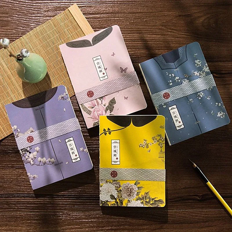 

Flower Chinese style Dotted office school A5 Notebook fine bandage planner Blank line grid dots Agenda Diary Bujo Bullet Journal