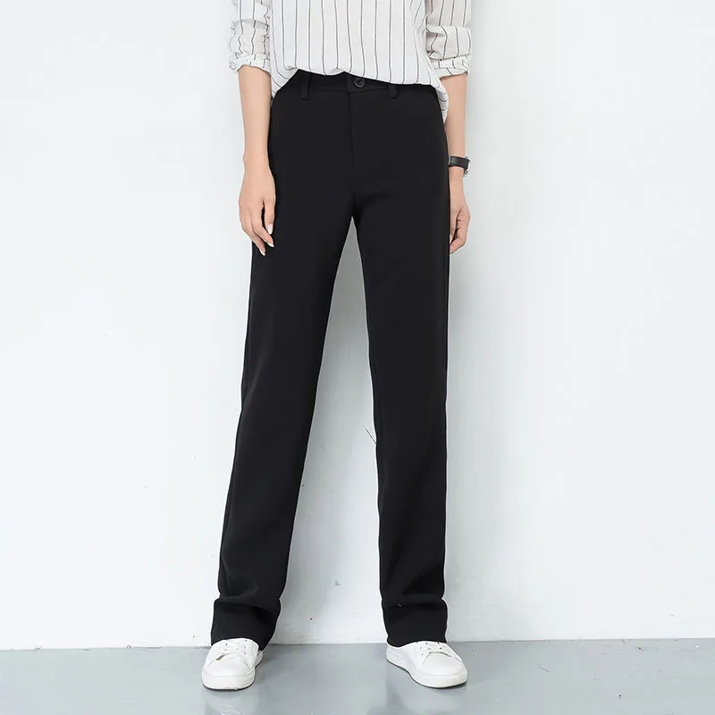 Fashion Women Black Grey Full Length Pants Simple Pants Office Lady