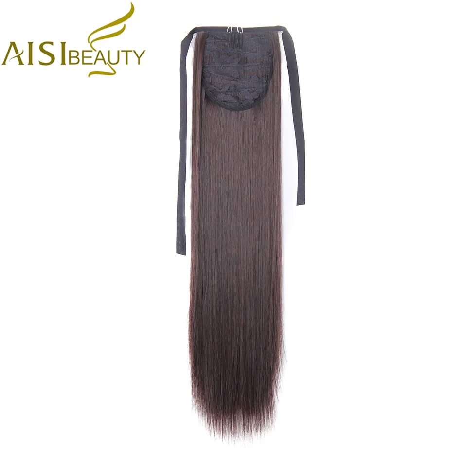 Синтетический шнурок конский хвост шиньоны на заколках для наращивания волос для женщин длинные прямые черные коричневые термостойкие AISI BEAUTY