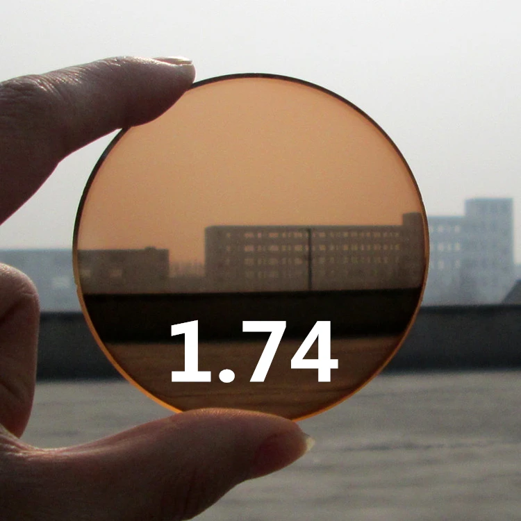 Photochromic Brown Ophthalmic Glasses Lenses 1.74 Super High Vision HMC