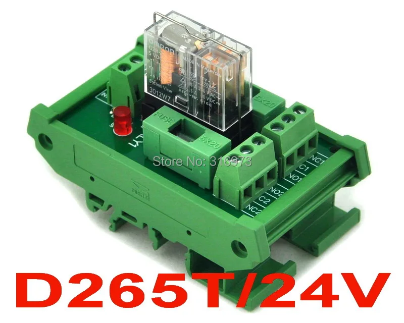 

DIN Rail Mount Fused DPDT 5A Power Relay Interface Module, G2R-2 24V DC Relay.