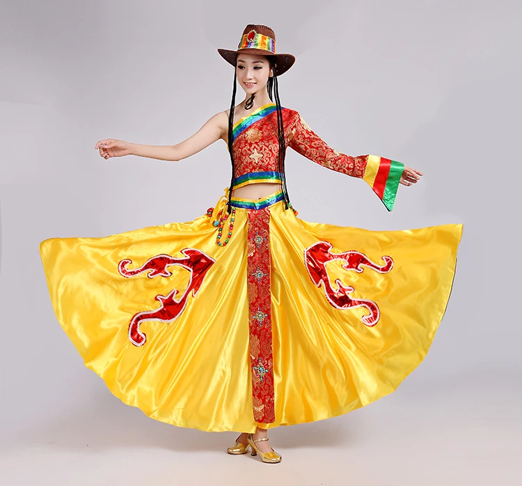 女性チベットダンスdress子供国家モンゴルダンス衣装女性中国のフォークダンス衣装ステージ衣装歌手 Folk Dance Costumes Chinese Folk Dance Costumecostumes For Singers Aliexpress