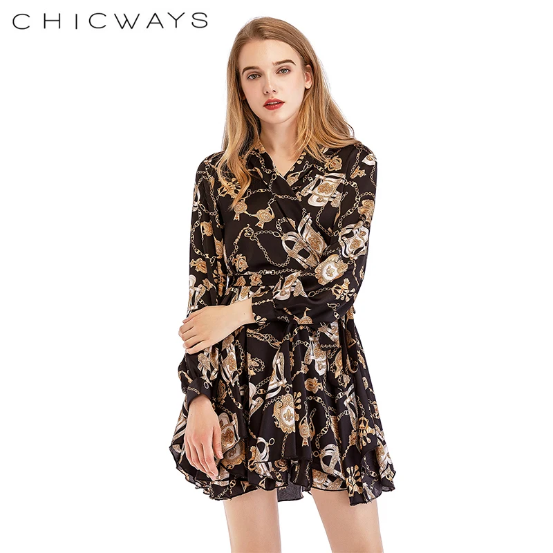 CHICWAYS сексуальное пляжное свободное платье с принтом короткие платья оборками