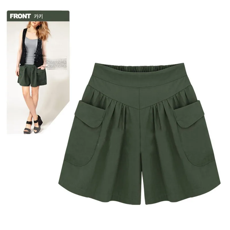 

2019 Plus Fat XL Women's Loose Shorts Summer Casual Elastic Waist Wide Legs Was Thin Hot Female Shorts