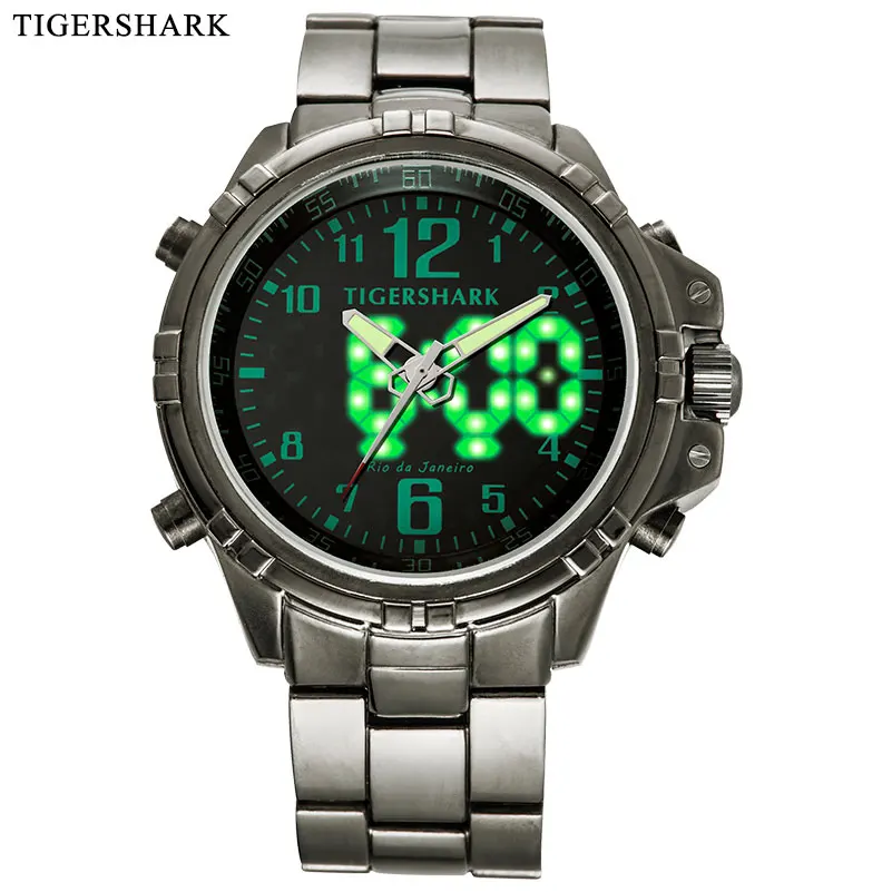 Часы наручные TIGERSHARK Мужские кварцевые модные спортивные светодиодные цифровые