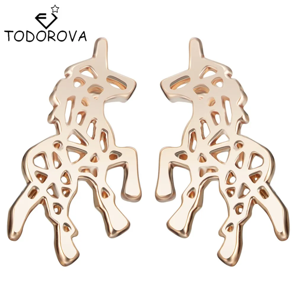 

Women Fashion Jewelry Gold Silver Tone Unicorn Animal Stud Earrings Christmas Cute Gift For Girls Lady Free Shipping