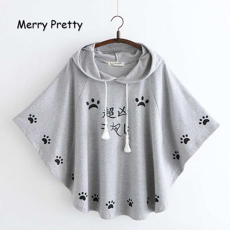 Женское пончо с капюшоном Merry Pretty Весенняя накидка на шнуровке мультяшной