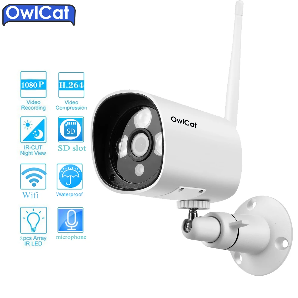 Ip камера видеонаблюдения OwlCat HD цилиндрическая с Wi Fi 2 Мп 5 МП слот для SD