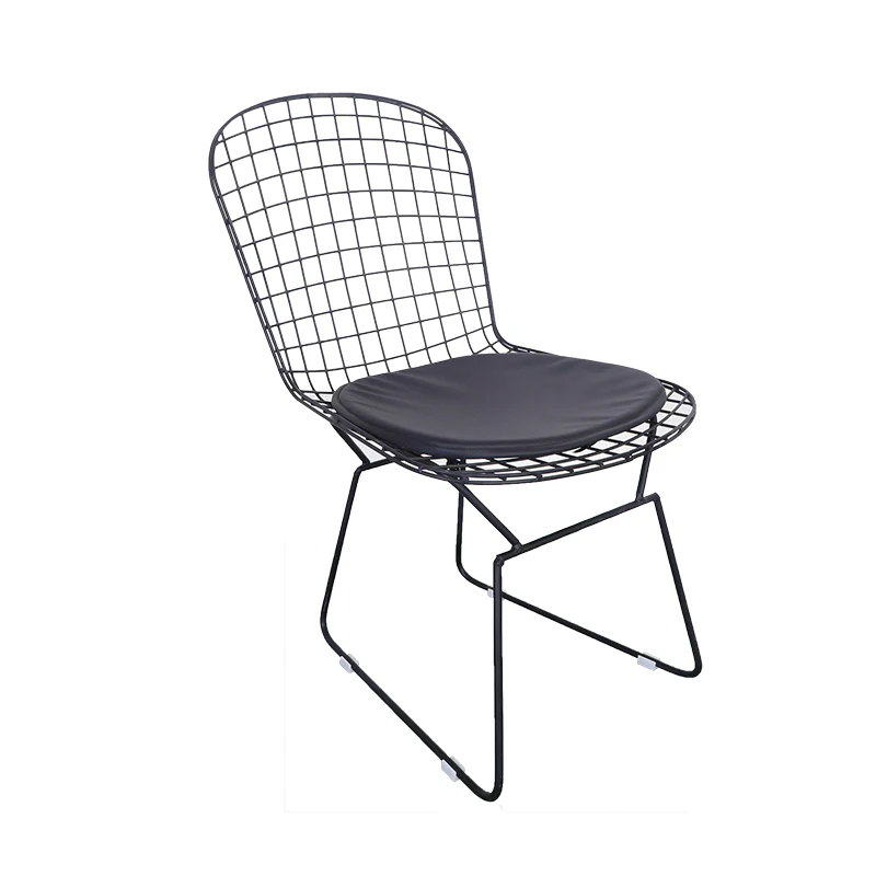 

Time-Limit!! 2 Pcs Nordic Golden Iron Hollow Chair for Dining Room Office Home Coffee Shop Black Metal Stools with PU Cushion