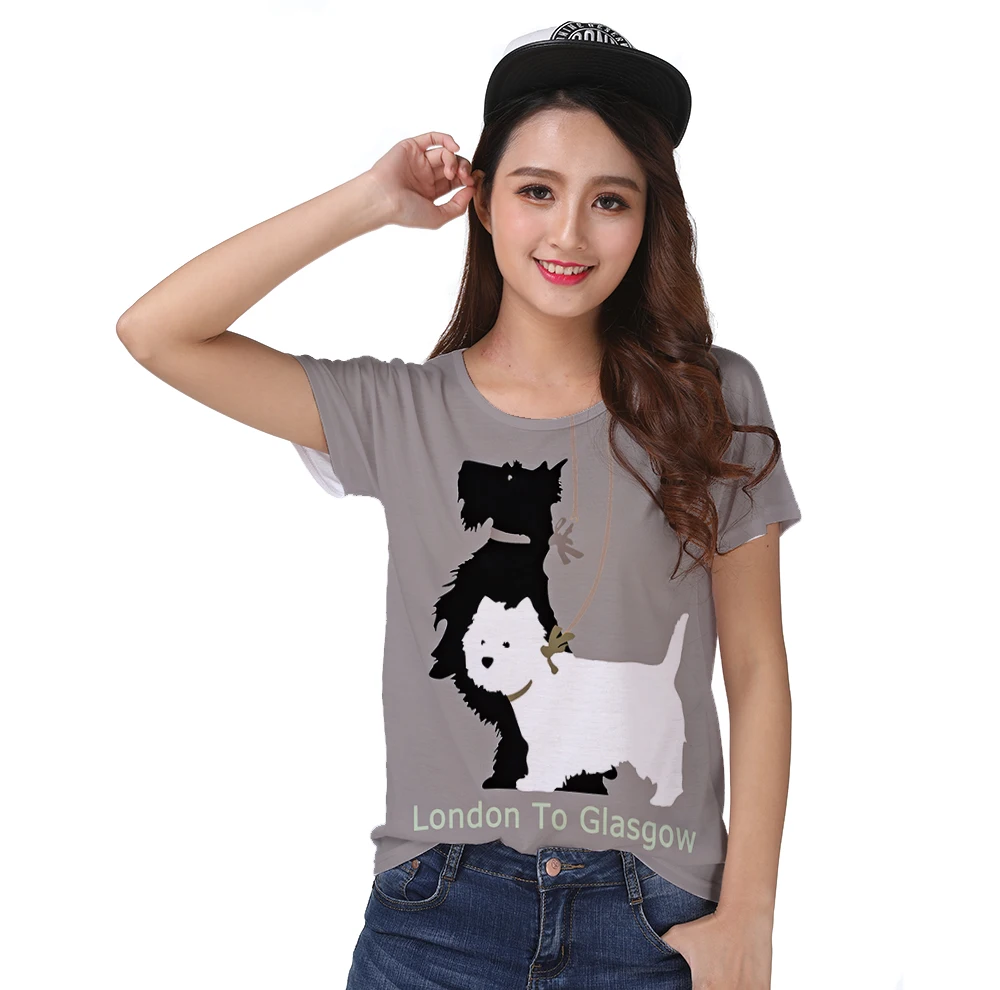 

Track Ship+Vintage Retro Cool Rock&Roll Punk T-shirt Top Tee Black and White Dog Stand and Walk Scottie and Terrier 0261