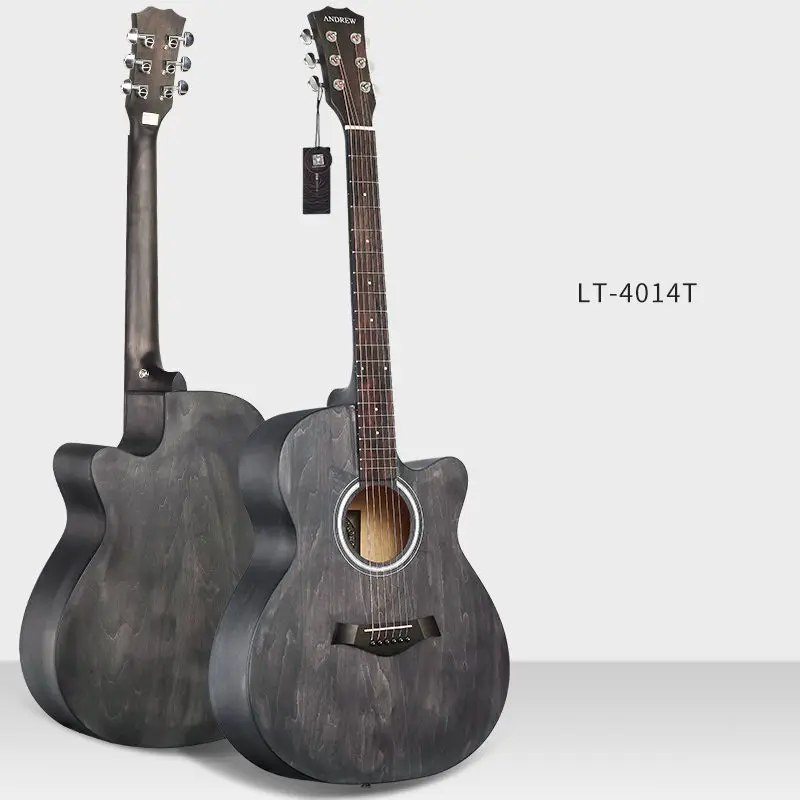 40/41 дюймов гитара акустическая народная гитара для начинающих 6 струн Липа с комплектами черная деревянная гитара цвета - Цвет: 4004