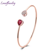 LOVERJEWELRY браслет цельный 18 К розовое золото груша огранка натуральный рубин Свадебный бриллиантовый браслет обещанные ювелирные изделия для женщин Рождественский подарок